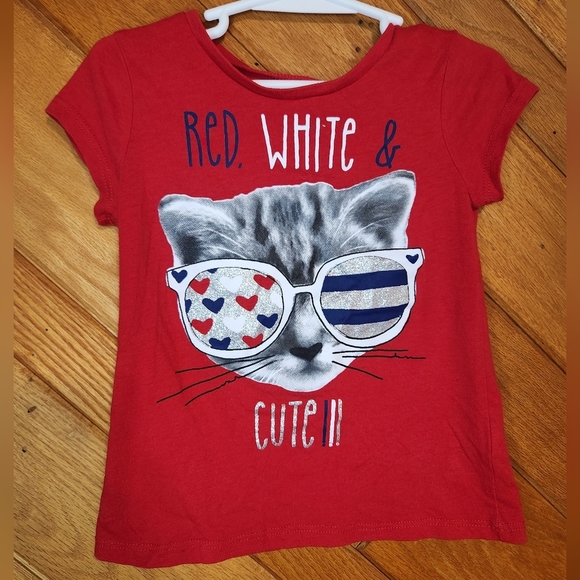 2 Fourth of July shirts 4t girl cat with glasses and tie dye tassle tank top - Picture 9 of 14